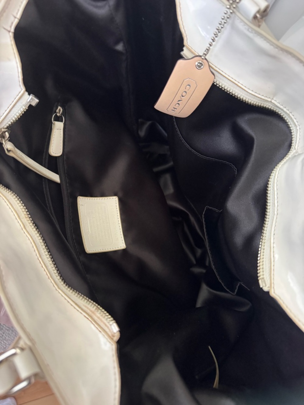 COACH 30511 Sunglow & White STRIPES PVC & Leather Tote Bag - Picture 7 of 11